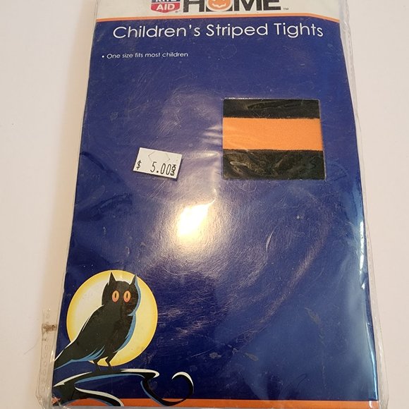 Orange and Black Children's Striped Tights - Picture 2 of 3